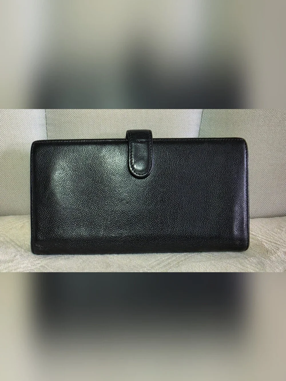 Authentic CHANEL Black  Leather Long Wallet
